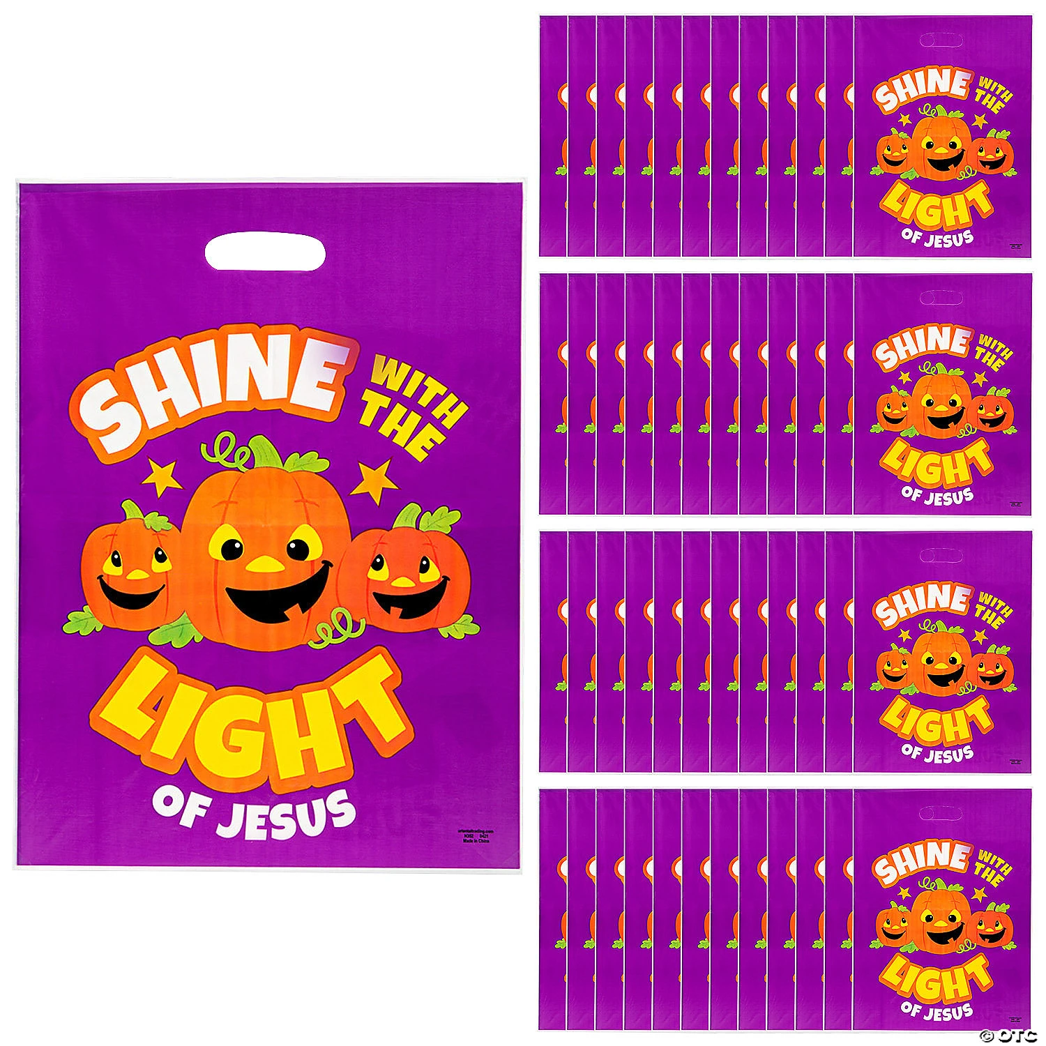 12 1/2" x 17" Bulk Christian Pumpkin Trick-Or-Treat Plastic Goody Bags - 50 Pc. 3 12 1/2" x 17" Bulk Christian Pumpkin Trick-Or-Treat Plastic Goody Bags - 50 Pc.