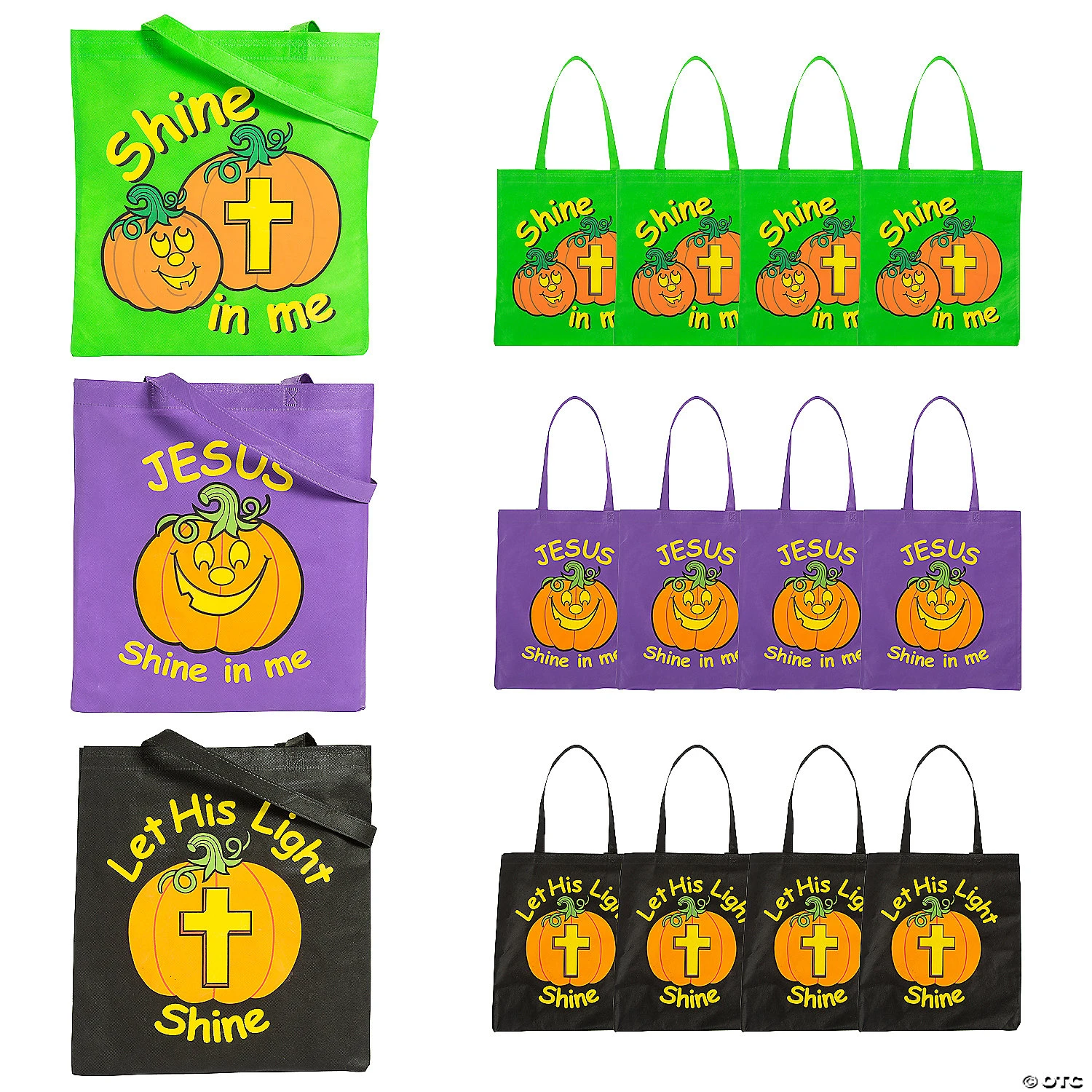 15" x 15" Large Nonwoven Glow-in-the-Dark Christian Pumpkin Tote Bags - 12 Pc. 3 15" x 15" Large Nonwoven Glow-in-the-Dark Christian Pumpkin Tote Bags - 12 Pc.