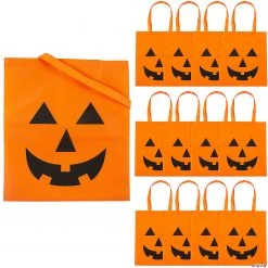 15" x 16 1/2" Large Jack-O’-Lantern Tote Bags - 12 Pc.