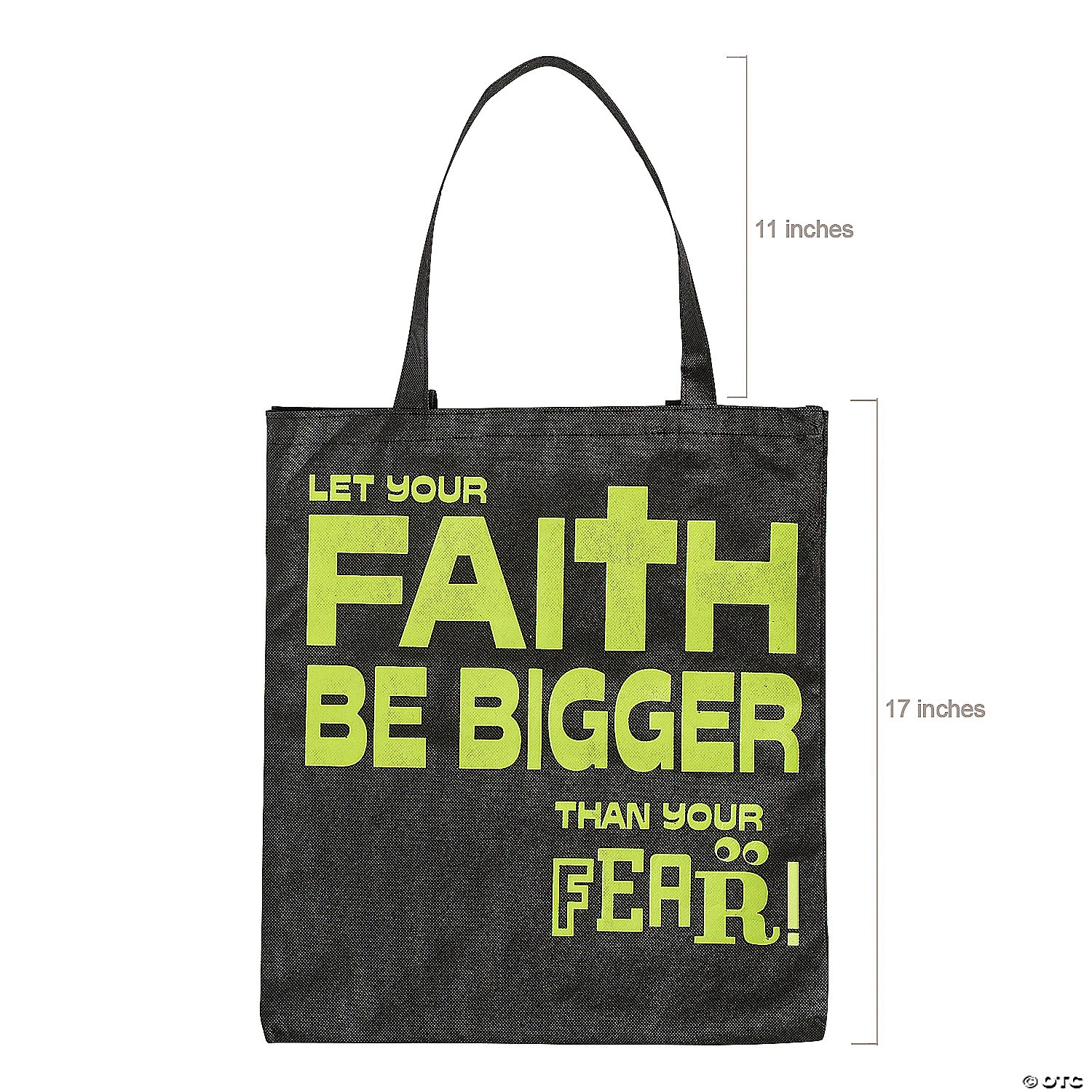 15" x 17" Large Nonwoven Glow-in-the-Dark Faith Over Fear Tote Bags - 12 Pc. 4 15" x 17" Large Nonwoven Glow-in-the-Dark Faith Over Fear Tote Bags - 12 Pc. - Image 2