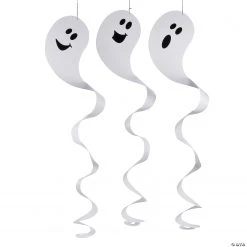 17" Giant Ghost Hanging Paper Swirl Halloween Decorations - 12 Pc.