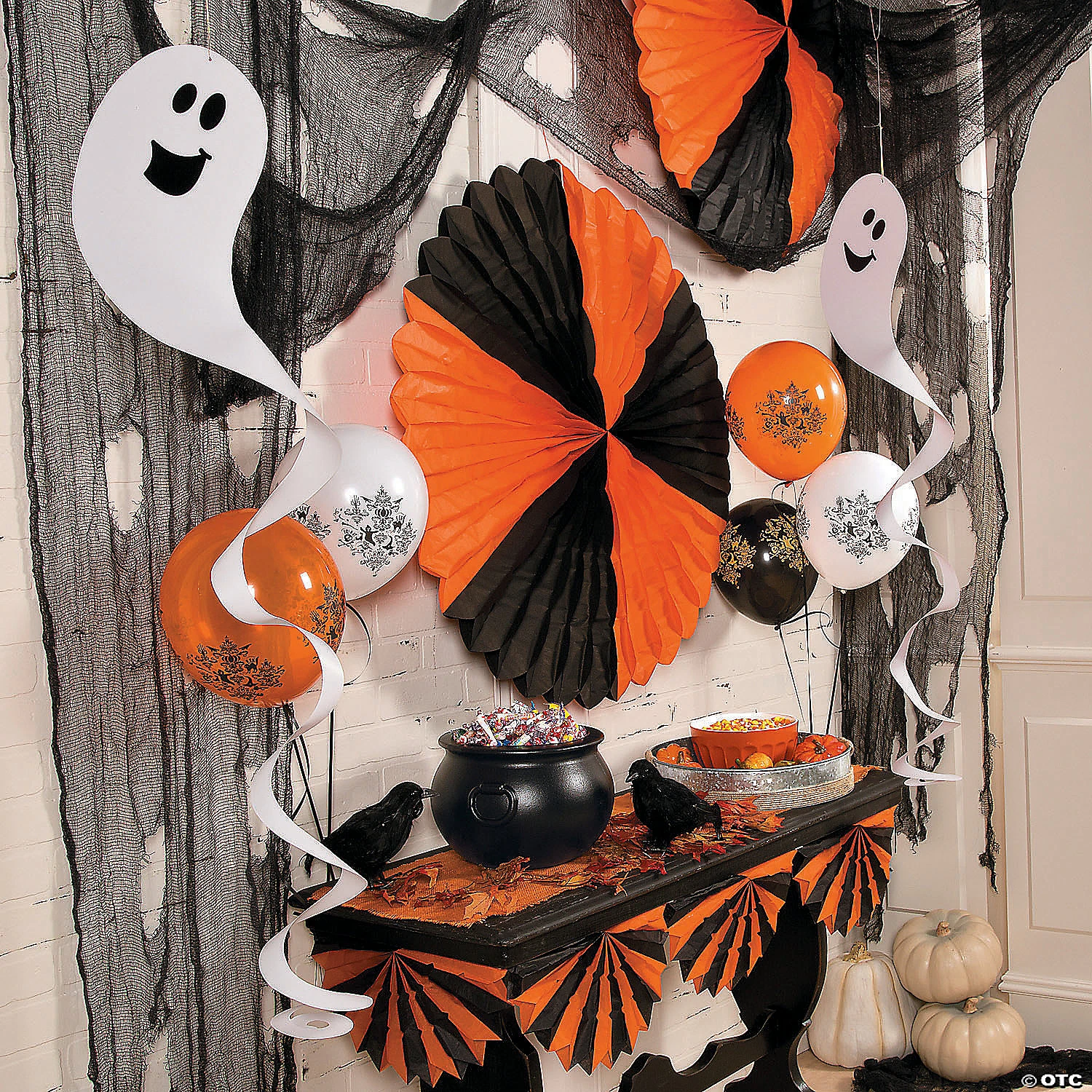 17" Giant Ghost Hanging Paper Swirl Halloween Decorations - 12 Pc. 4 17" Giant Ghost Hanging Paper Swirl Halloween Decorations - 12 Pc. - Image 2