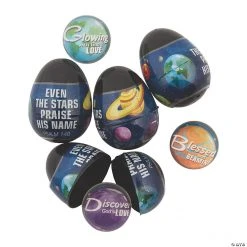 2 1/4" God’s Galaxy Bouncy Ball-Filled Plastic Easter Eggs - 12 Pc.