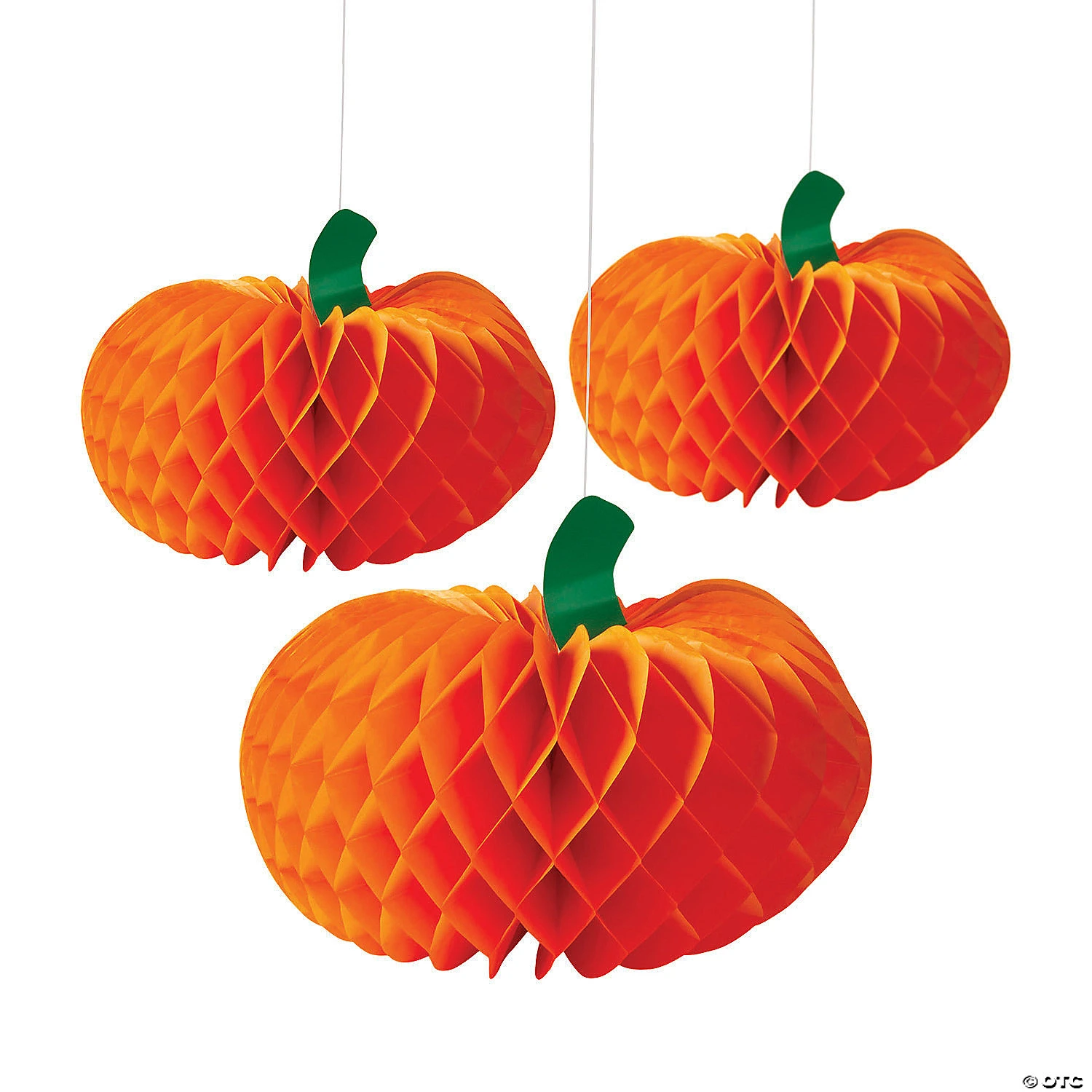 20" Honeycomb Hanging Pumpkin Decorations - 3 Pc. 3 20" Honeycomb Hanging Pumpkin Decorations - 3 Pc.