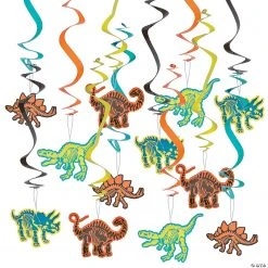 30" Dino Dig Hanging Swirl Decorations - 12 Pc.