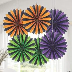 6" Halloween Hanging Paper Fans - 6 Pc. -Cheap Halloween decorations Store 6 halloween hanging paper fans 6 pc 13957906 a02