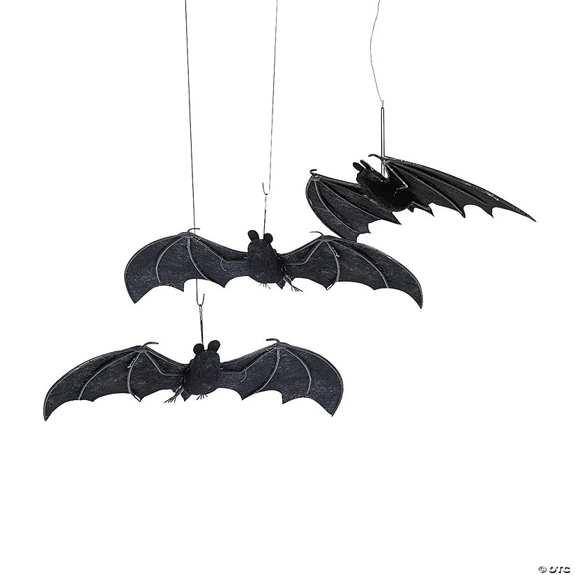 8 1/2" Halloween Hanging Bat Ceiling Decorations - 3 Pc. 3 8 1/2" Halloween Hanging Bat Ceiling Decorations - 3 Pc.