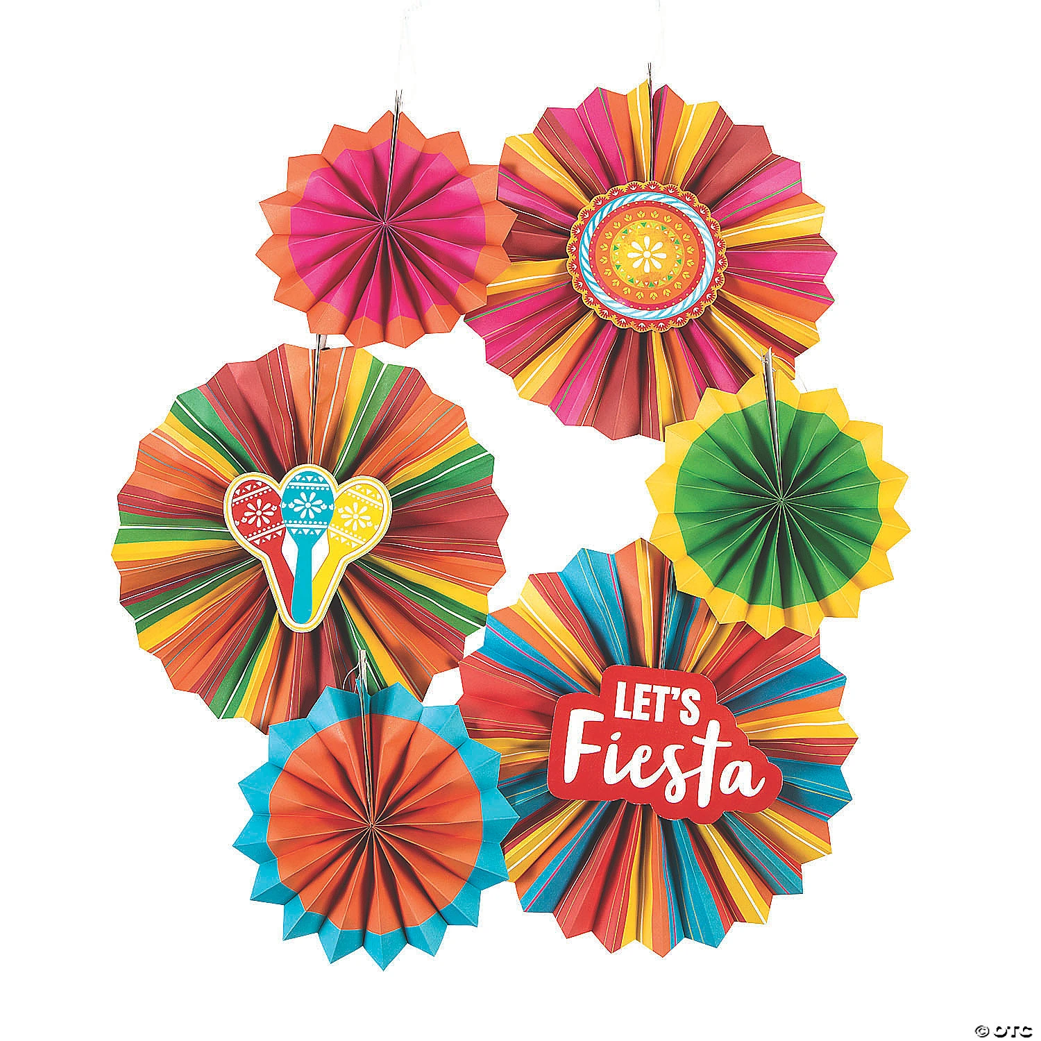 8" - 12" Fiesta Paper Hanging Paper Fans - 6 Pc. 3 8" - 12" Fiesta Paper Hanging Paper Fans - 6 Pc.
