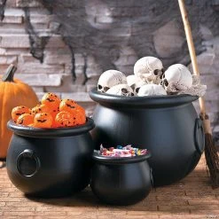 Black Cauldrons Halloween Decorations