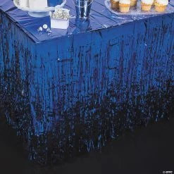 Metallic Fringe Plastic Table Skirt 5 Metallic Fringe Plastic Table Skirt -Cheap Halloween decorations Store blue metallic fringe plastic table skirt70 8632 a01