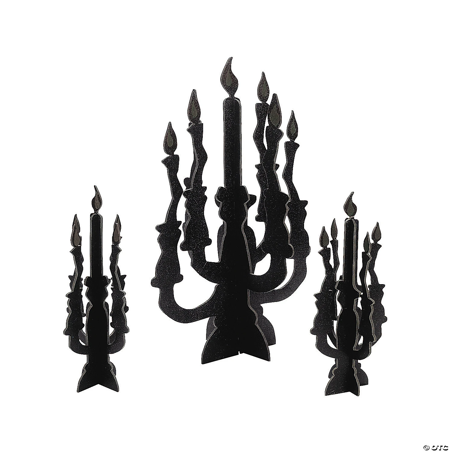 Candelabra Centerpieces with Glow-in-the-Dark Flames - 3 Pc. 3 Candelabra Centerpieces with Glow-in-the-Dark Flames - 3 Pc.