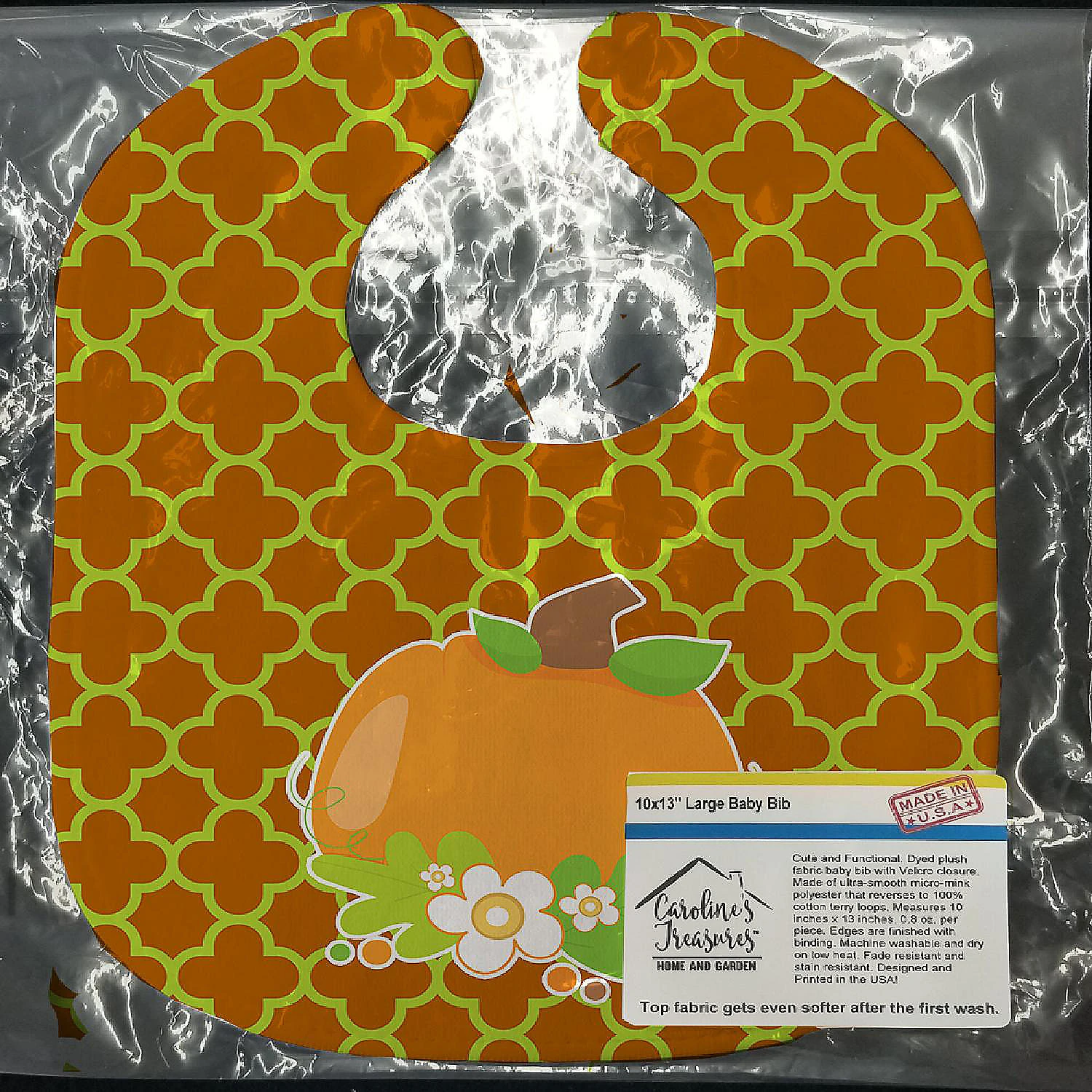 Caroline's Treasures Fall Pumpkin Orange Quatrfoil Baby Bib, 10 x 13, 4 Caroline's Treasures Fall Pumpkin Orange Quatrfoil Baby Bib, 10 x 13, - Image 2
