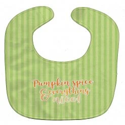 Caroline's Treasures Fall Pumpkin Spice Green Stripe Baby Bib, 10 x 13,