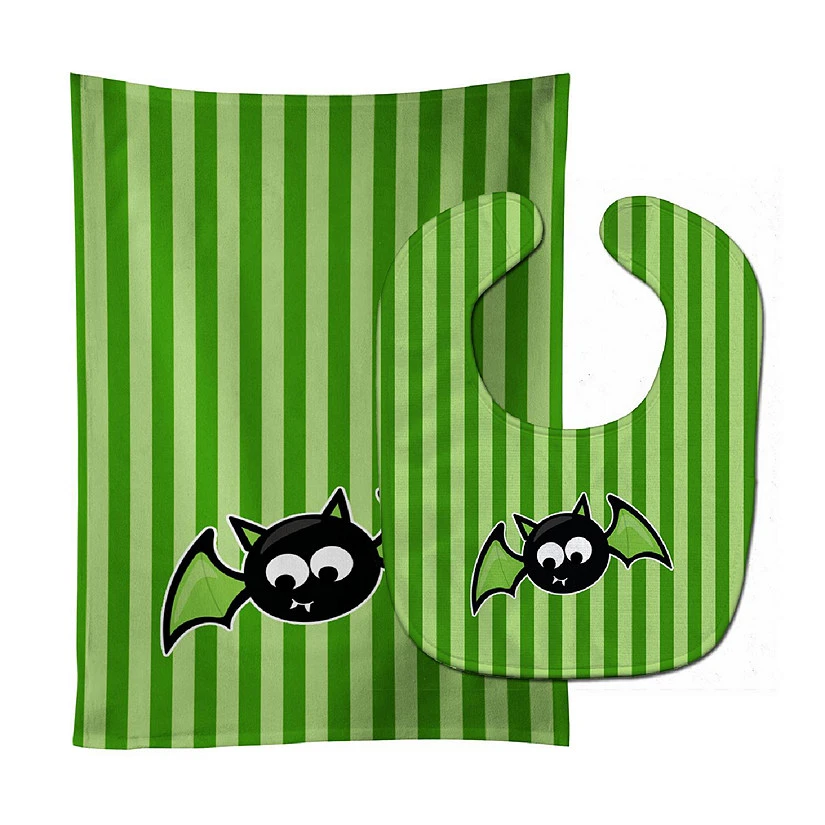 Caroline's Treasures, Halloween, Halloween Bat Green Stripes Baby Bib & Burp Cloth, 11 x 18, 3 Caroline's Treasures, Halloween, Halloween Bat Green Stripes Baby Bib & Burp Cloth, 11 x 18,