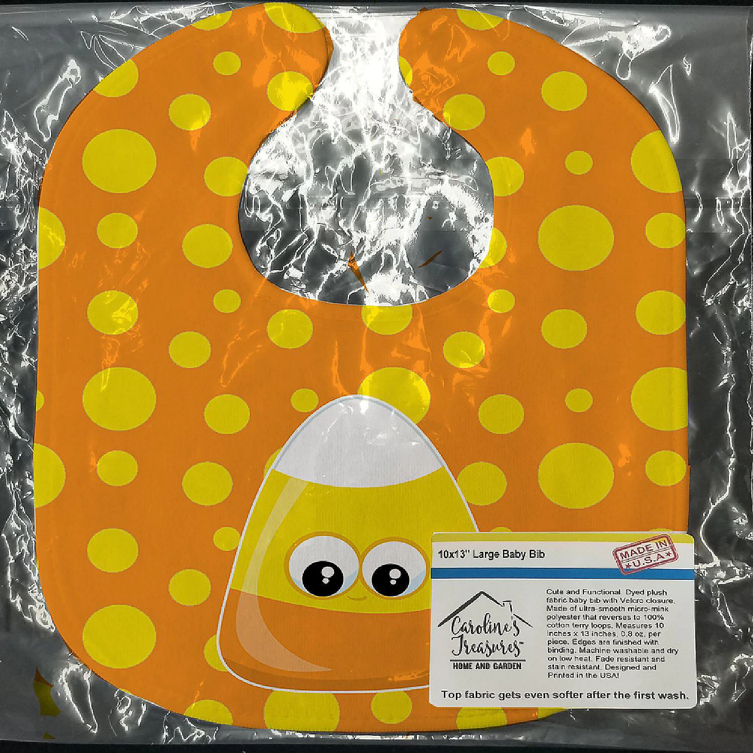 Caroline's Treasures, Halloween, Halloween Candy Corn Baby Bib, 10 x 13, 4 Caroline's Treasures, Halloween, Halloween Candy Corn Baby Bib, 10 x 13, - Image 2