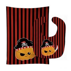 Caroline's Treasures, Halloween, Halloween Pumpkin Pirate Baby Bib & Burp Cloth, 11 x 18,