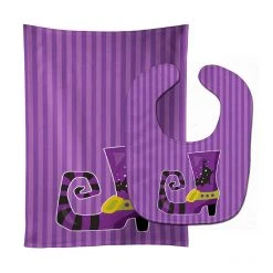 Caroline's Treasures, Halloween, Halloween Witch's Shoe Baby Bib & Burp Cloth, 11 x 18,