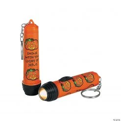 Christian Pumpkin Flashlight Keychains - 12 Pc.