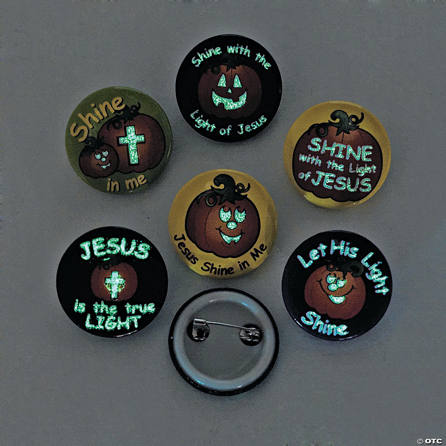 Christian Pumpkin Glow-in-the-Dark Mini Buttons - 48 Pc. 4 Christian Pumpkin Glow-in-the-Dark Mini Buttons - 48 Pc. - Image 2