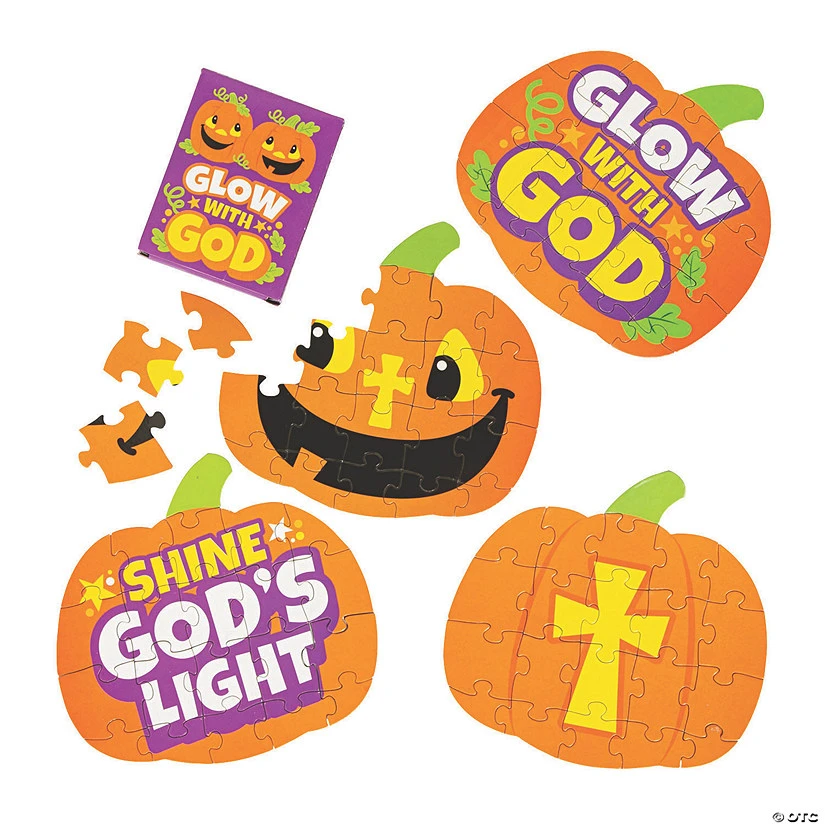 Christian Pumpkin Mini Puzzles - 12 Pc. 3 Christian Pumpkin Mini Puzzles - 12 Pc.