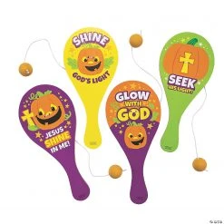 Christian Pumpkin Paddleball Games - 12 Pc.