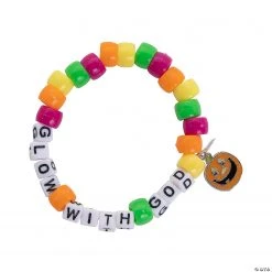 Christian Pumpkin Pony Bead Bracelet Craft Kit - Makes 12