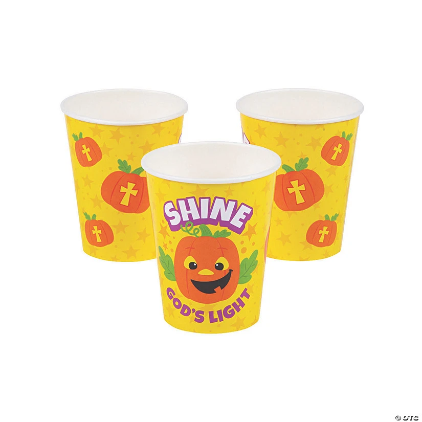 Christian Pumpkin Shine God's Light Paper Cups - 8 Ct. 3 Christian Pumpkin Shine God's Light Paper Cups - 8 Ct.