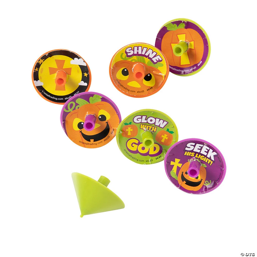 Christian Pumpkin Spin Tops - 144 Pc. 3 Christian Pumpkin Spin Tops - 144 Pc.