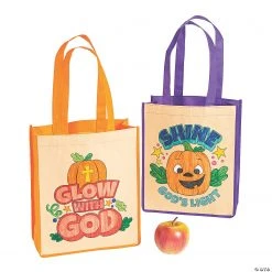 Color Your Own Medium Christian Pumpkin Halloween Nonwoven Tote Bags - 12 Pc. -Cheap Halloween decorations Store color your own medium christian pumpkin halloween nonwoven tote bags 12 pc 13949782 a01