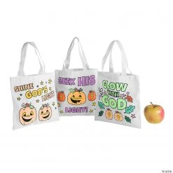 Color Your Own Mini Christian Pumpkin Canvas Tote Bags - 12 Pc. 5 Color Your Own Mini Christian Pumpkin Canvas Tote Bags - 12 Pc. -Cheap Halloween decorations Store color your own mini christian pumpkin canvas tote bags 12 pc 13983001 a01