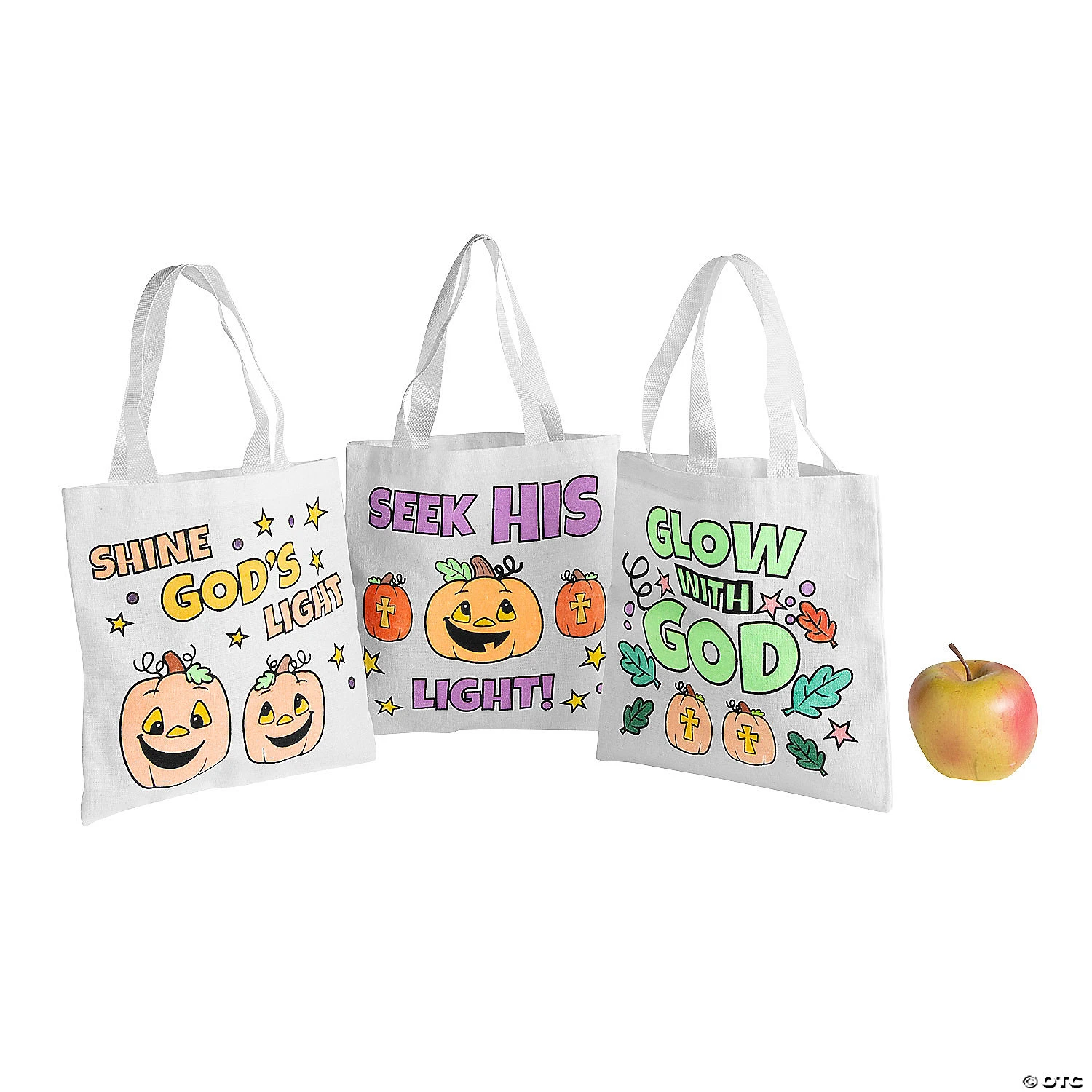 Color Your Own Mini Christian Pumpkin Canvas Tote Bags - 12 Pc. 4 Color Your Own Mini Christian Pumpkin Canvas Tote Bags - 12 Pc. - Image 2
