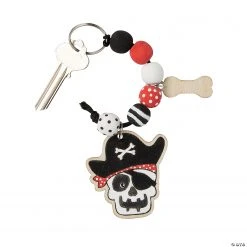 Color Your Own Spooky Pirate Wood Key Chains Craft Kit - Makes 12 -Cheap Halloween decorations Store color your own spooky pirate wood key chains craft kit makes 1214113143 a02