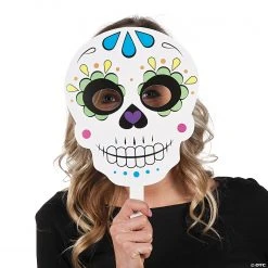 Day of the Dead Sugar Skulls Photo Booth Props - 6 Pc. -Cheap Halloween decorations Store day of the dead sugar skulls photo booth props 6 pc 13605842 a01