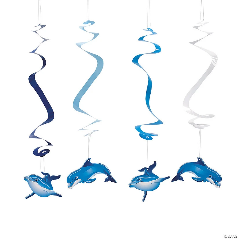 Dolphin Party Hanging Swirl Decorations - 12 Pc. 3 Dolphin Party Hanging Swirl Decorations - 12 Pc.