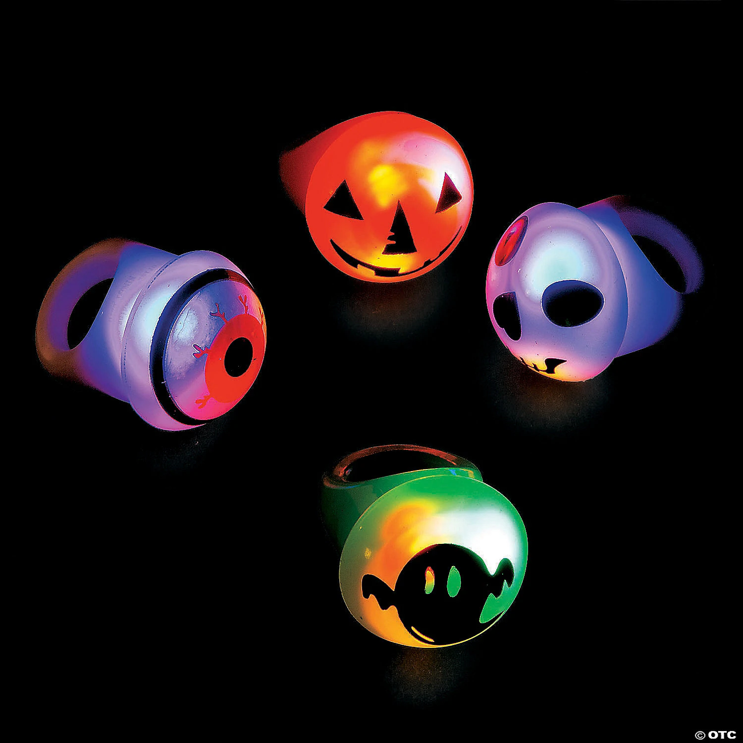 Flashing Halloween Light-Up Rings - 12 Pc. 3 Flashing Halloween Light-Up Rings - 12 Pc.