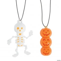 Glow Halloween Character Necklaces - 12 Pc. -Cheap Halloween decorations Store glow halloween character necklaces 12 pc 13821951 a01
