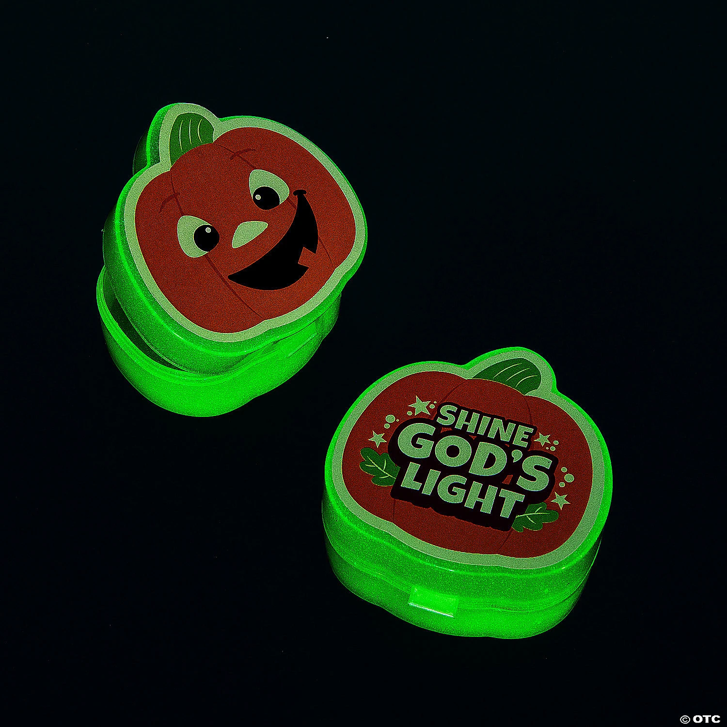 Glow in the Dark Christian Pumpkin Containers - 12 Pc. 3 Glow in the Dark Christian Pumpkin Containers - 12 Pc.