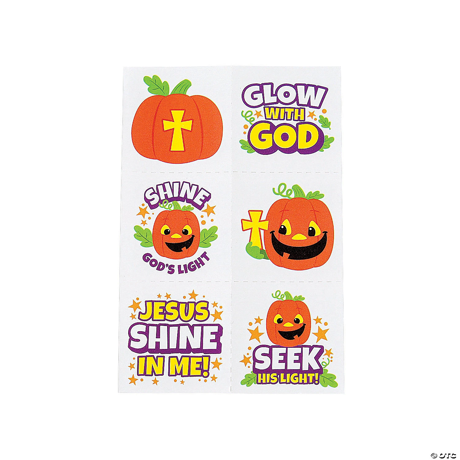 Glow-in-the-Dark Christian Pumpkin Temporary Tattoos - 72 Pc. 4 Glow-in-the-Dark Christian Pumpkin Temporary Tattoos - 72 Pc. - Image 2