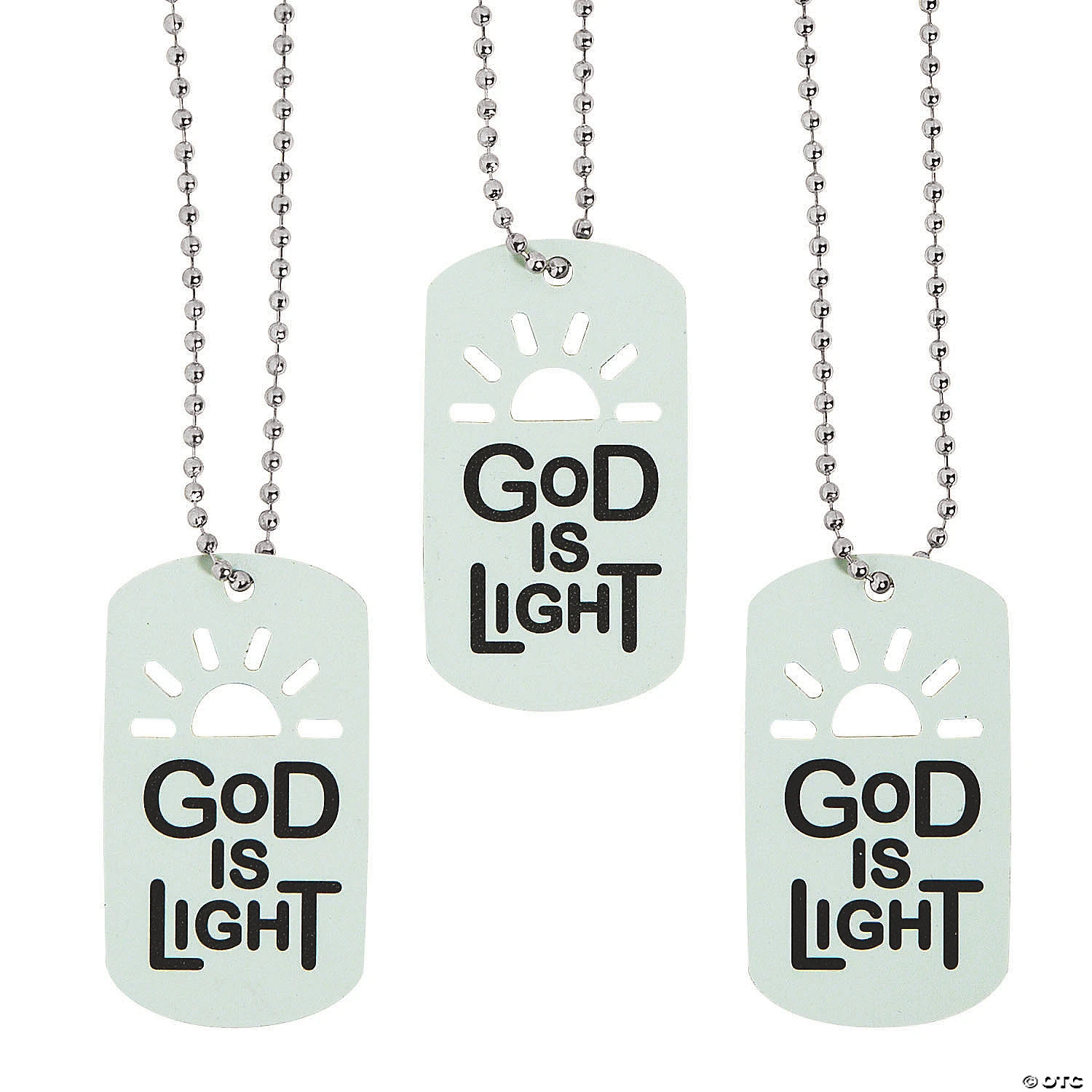 Glow-in-the-Dark God is Light Dog Tag Necklaces - 12 Pc. 4 Glow-in-the-Dark God is Light Dog Tag Necklaces - 12 Pc. - Image 2