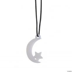 Glow-in-the-Dark Moon & Star Necklaces - 48 Pc. -Cheap Halloween decorations Store glow in the dark moon and star necklaces 48 pc 13775294 a01