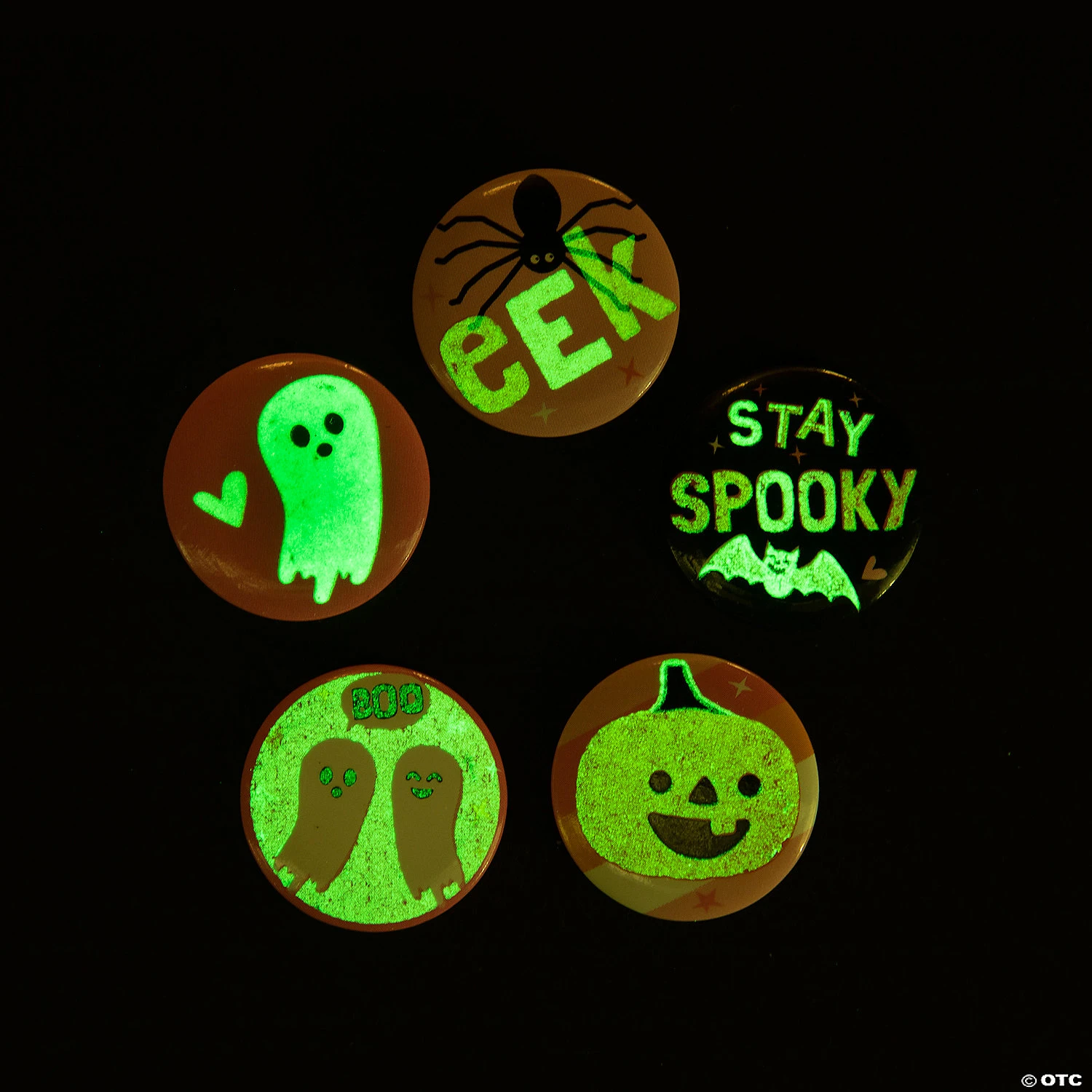 Halloween Glow-in-the-Dark Mini Buttons - 48 Pc. 3 Halloween Glow-in-the-Dark Mini Buttons - 48 Pc.