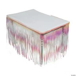 Iridescent Fringe Plastic Table Skirt