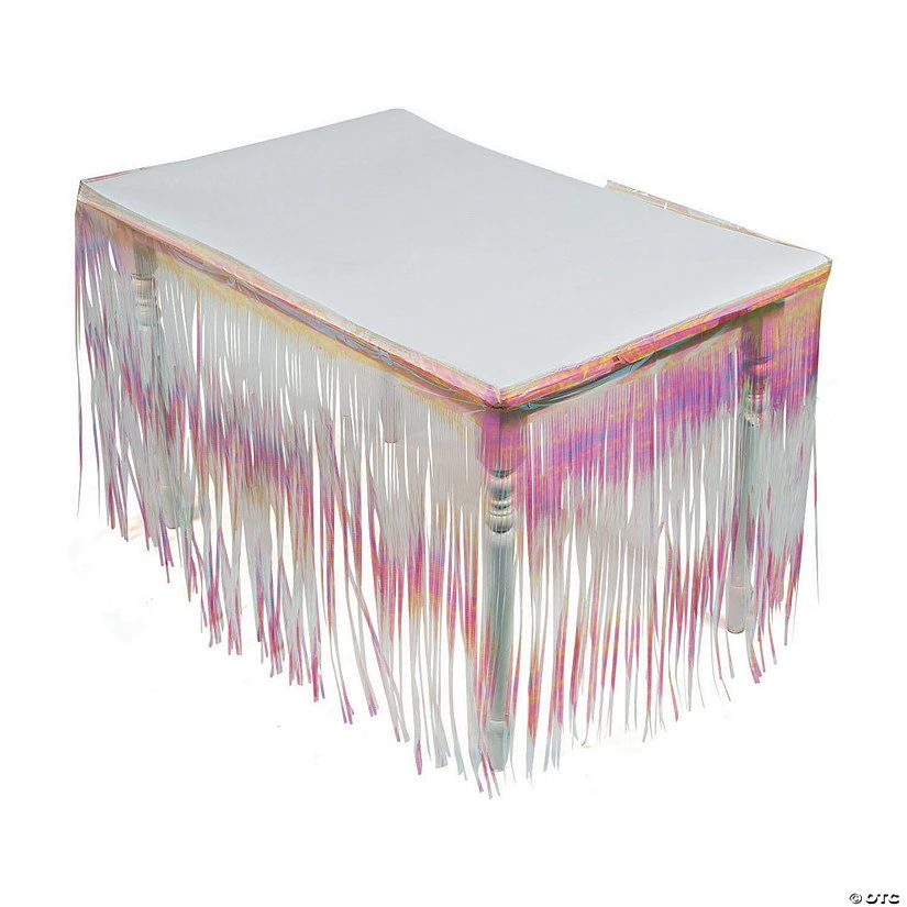 Iridescent Fringe Plastic Table Skirt 3 Iridescent Fringe Plastic Table Skirt