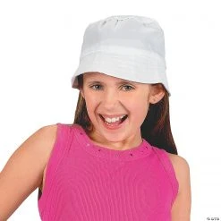 Kids' DIY White Bucket Hats - 12 pcs. -Cheap Halloween decorations Store kids diy white bucket hats 12 pcs 15 286 a01