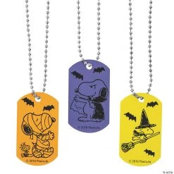 Peanuts® Halloween Dog Tag Necklaces - 12 Pc.