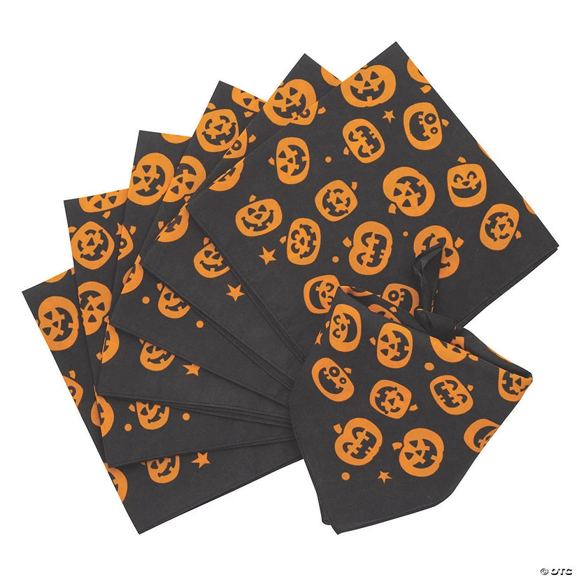 Pumpkin Face Bandanas - 50 Pc. 3 Pumpkin Face Bandanas - 50 Pc.