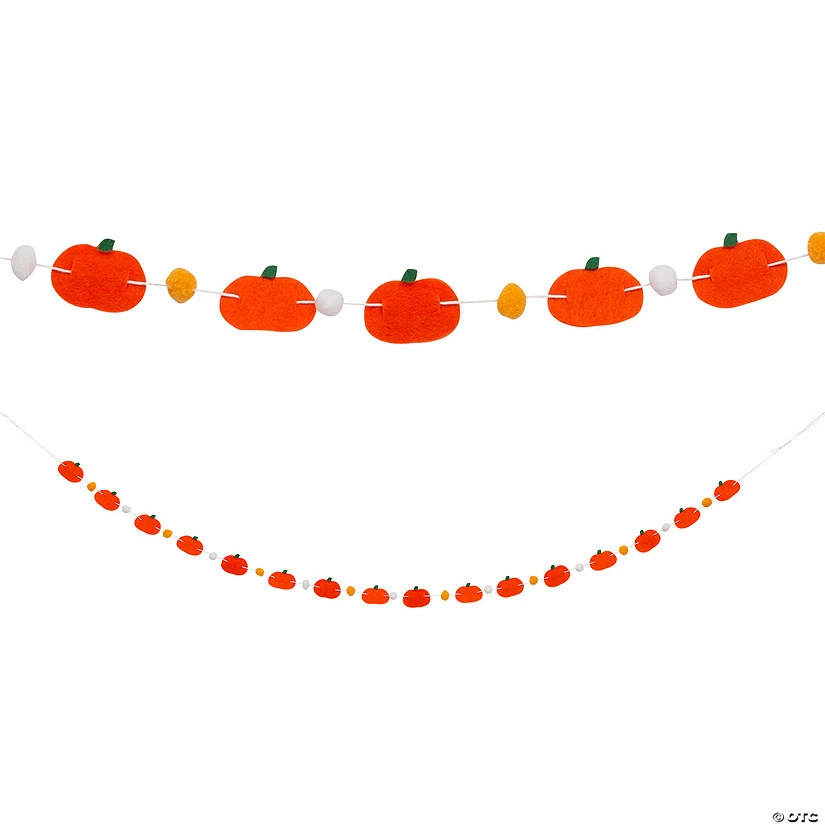 Pumpkin Felt Ball Garland 3 Pumpkin Felt Ball Garland