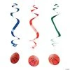Red/Green/Blue Basketball Hanging Swirl Decorations - 12 Pc.