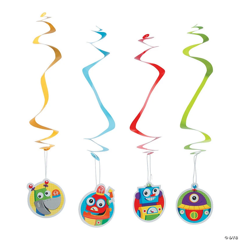 Robot Party Hanging Swirl Decorations - 12 Pc. 3 Robot Party Hanging Swirl Decorations - 12 Pc.