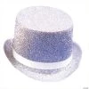 Silver Lamé Top Hat -Cheap Halloween decorations Store silver lam top hatgc140sv